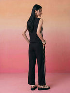 Janasya Black Straight Cotton Pant Co-ord Sets | Grocsy