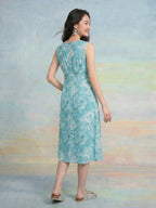 Janasya Sky Blue A-Line Cotton Dress | Grocsy