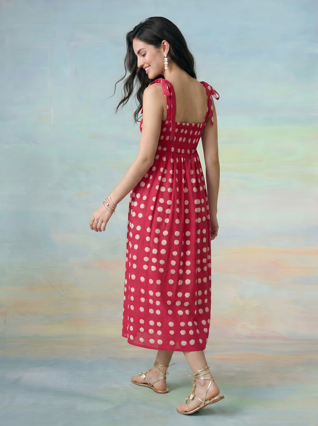 Janasya Pink A-Line Cotton Dress | Grocsy
