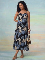 Janasya Black A-Line Cotton Dress | Grocsy