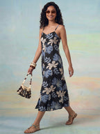 Janasya Black A-Line Cotton Dress | Grocsy