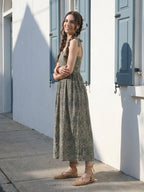 Janasya Green Fit & Flare Cotton Dress | Grocsy