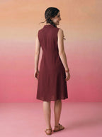 Janasya Brown A-Line Rayon Dress | Grocsy