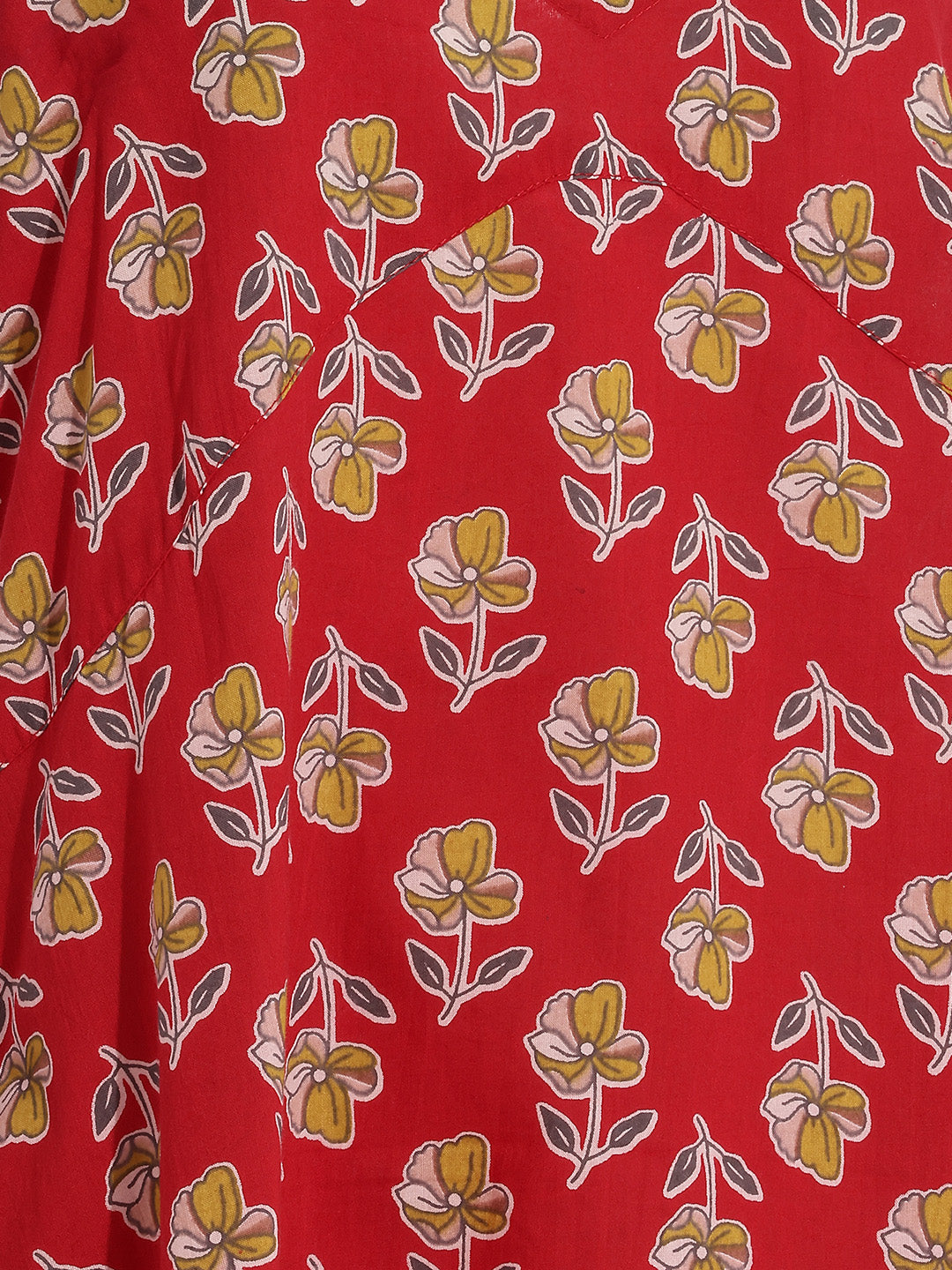 Janasya Red A-Line Cotton Dress | Grocsy
