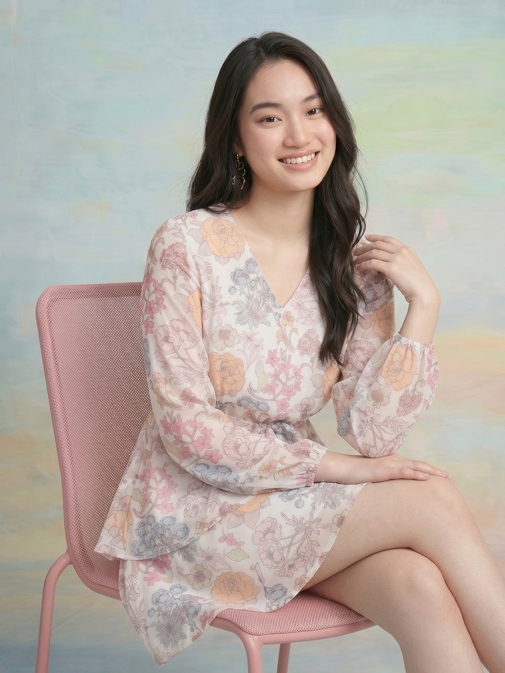 Janasya Off White Fit & Flare Georgette Dress | Grocsy