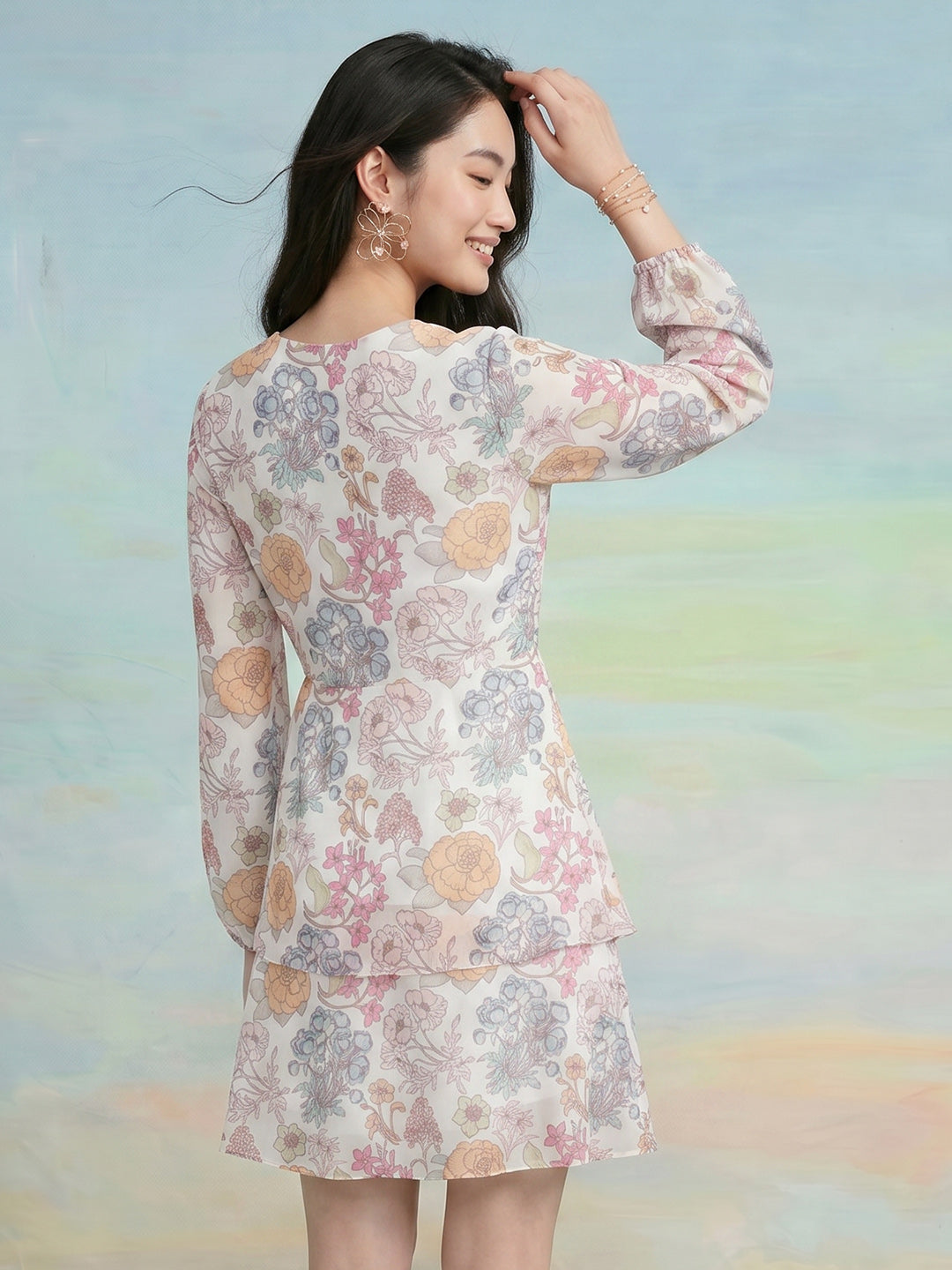 Janasya Off White Fit & Flare Georgette Dress | Grocsy
