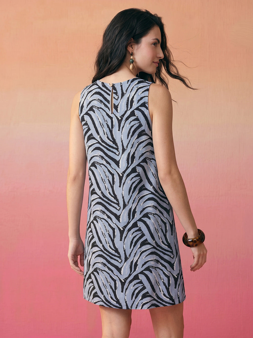 Janasya Blue A-Line Cotton Dress | Grocsy