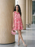 Janasya Pink A-Line Cotton Dress | Grocsy
