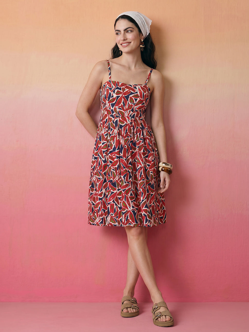 Janasya Multi A-Line Cotton Dress | Grocsy