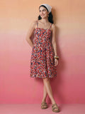 Janasya Multi A-Line Cotton Dress | Grocsy