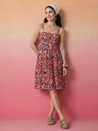Janasya Multi A-Line Cotton Dress | Grocsy