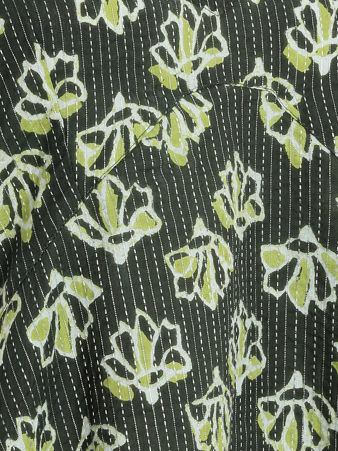 Janasya Olive A-Line Cotton Dress | Grocsy