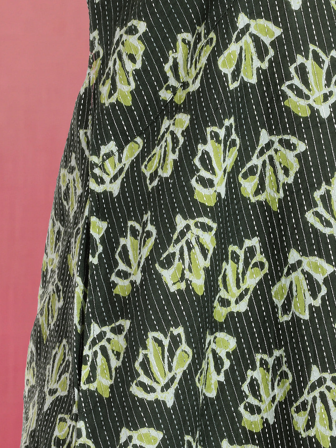 Janasya Olive A-Line Cotton Dress | Grocsy