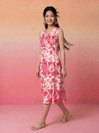 Janasya Cream A-Line Cotton Dress | Grocsy