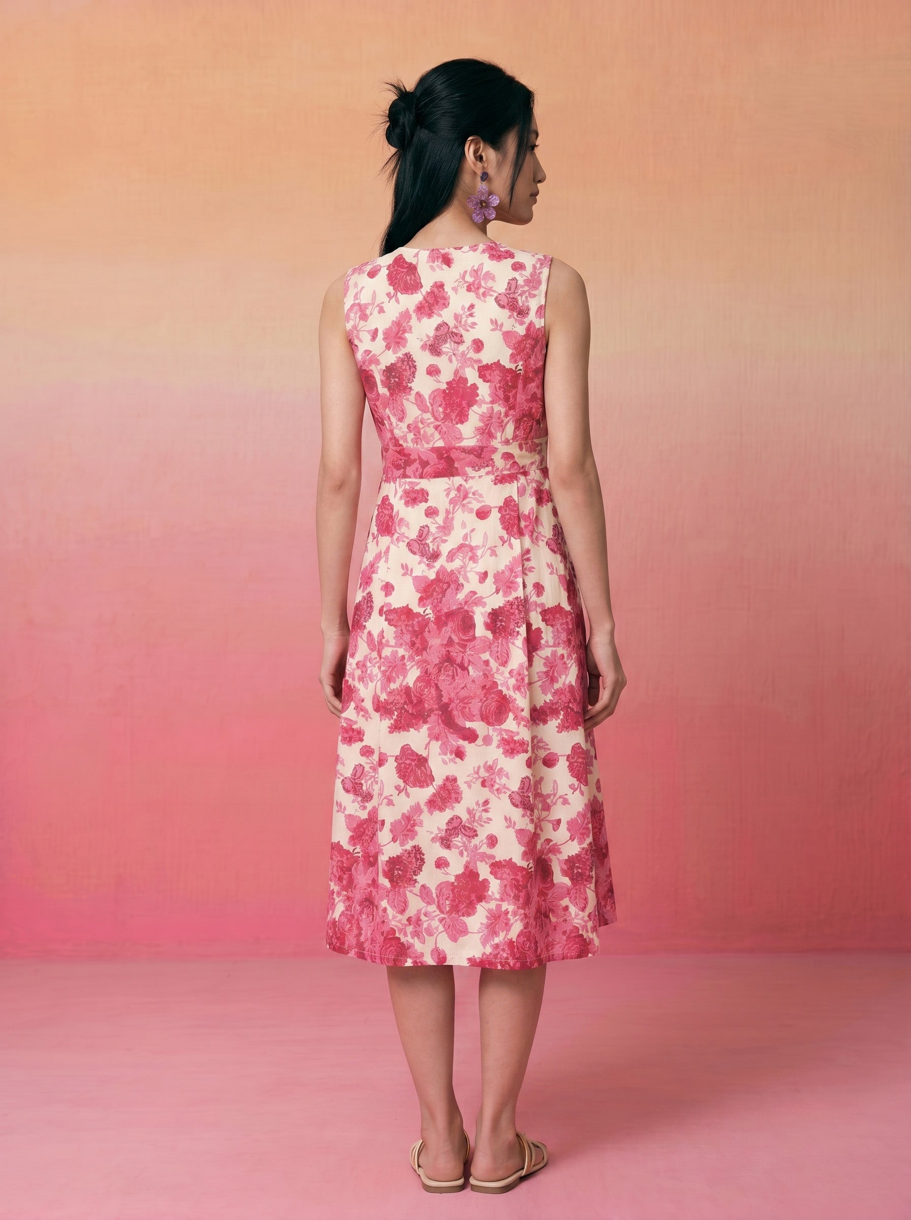 Janasya Cream A-Line Cotton Dress | Grocsy