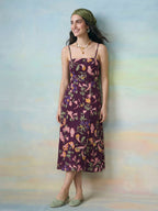 Janasya Purple Fit & Flare Cotton Dress | Grocsy