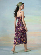 Janasya Purple Fit & Flare Cotton Dress | Grocsy