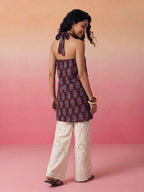 Janasya Wine Straight Cotton Kurta | Grocsy