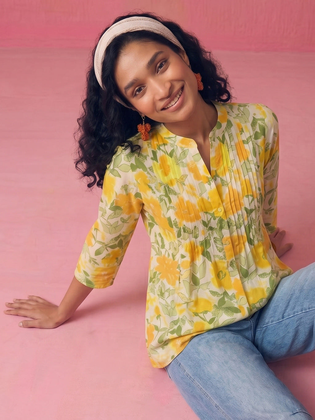 Janasya Multi A-Line Cotton Top | Grocsy