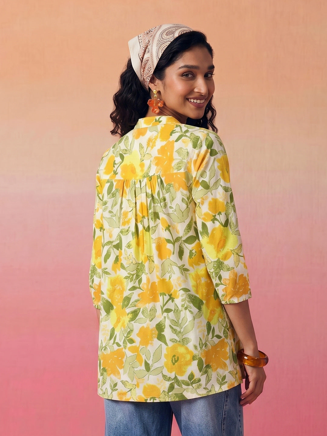 Janasya Multi A-Line Cotton Top | Grocsy