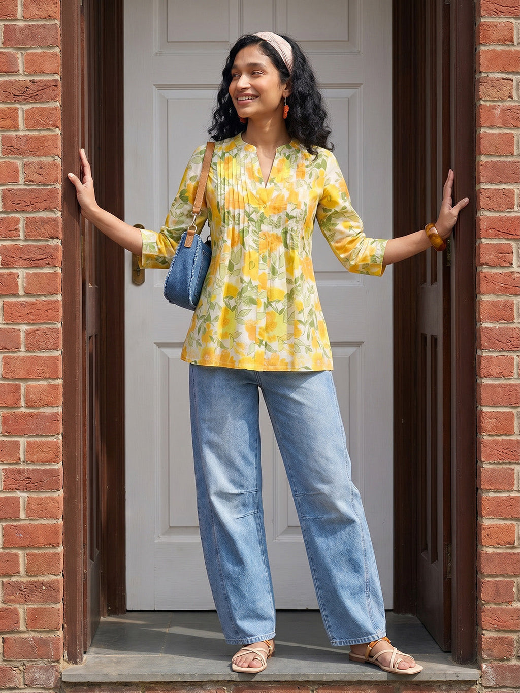 Janasya Multi A-Line Cotton Top | Grocsy
