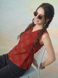 Janasya Rust A-Line Cotton Top | Grocsy