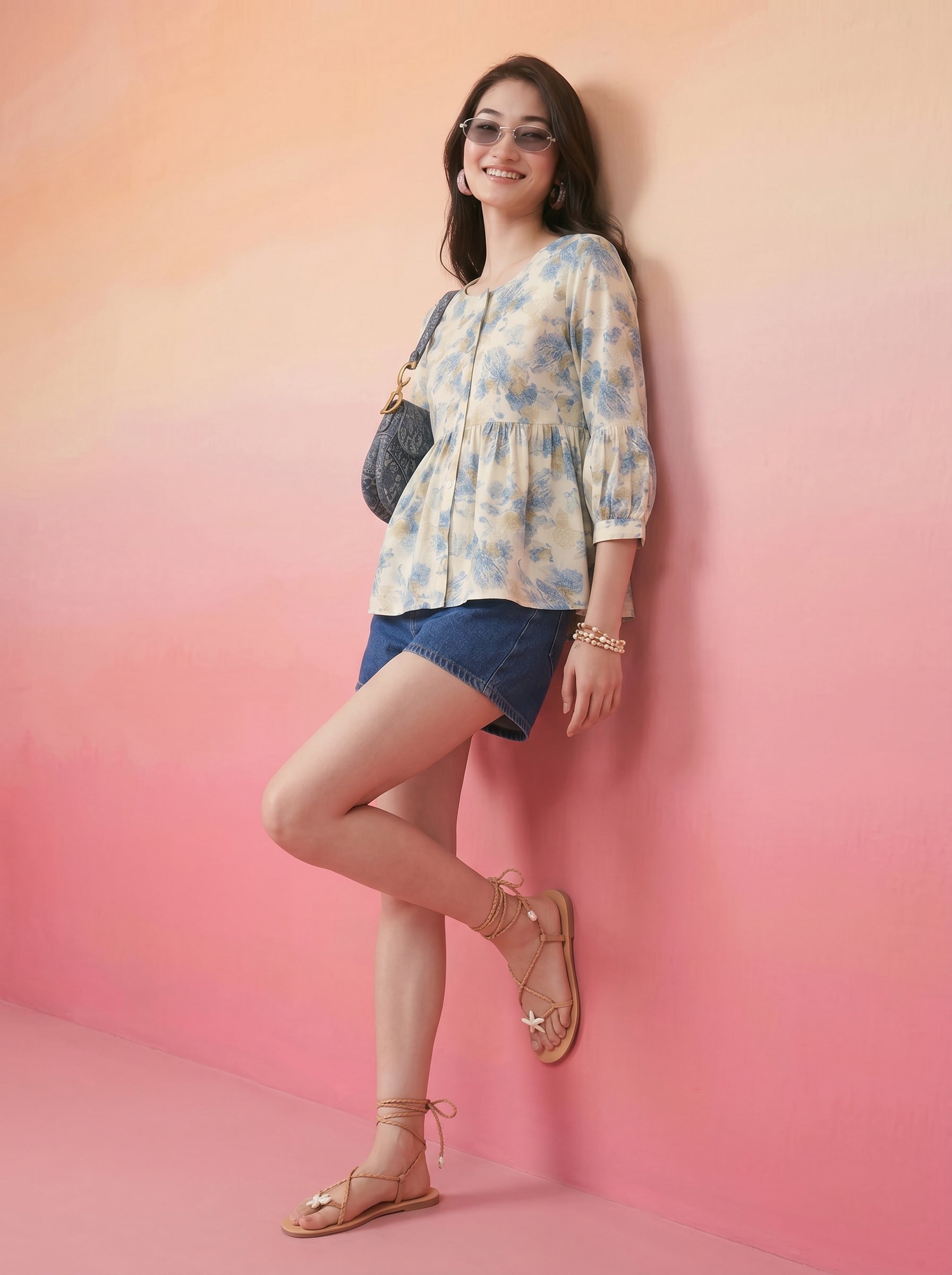 Janasya Cream A-Line Cotton Top | Grocsy