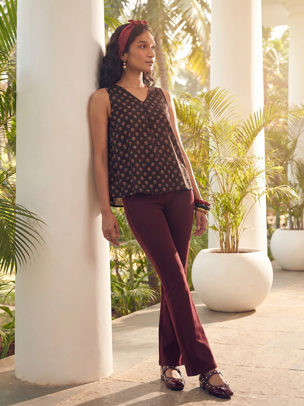 Janasya Black A-Line Cotton Top | Grocsy
