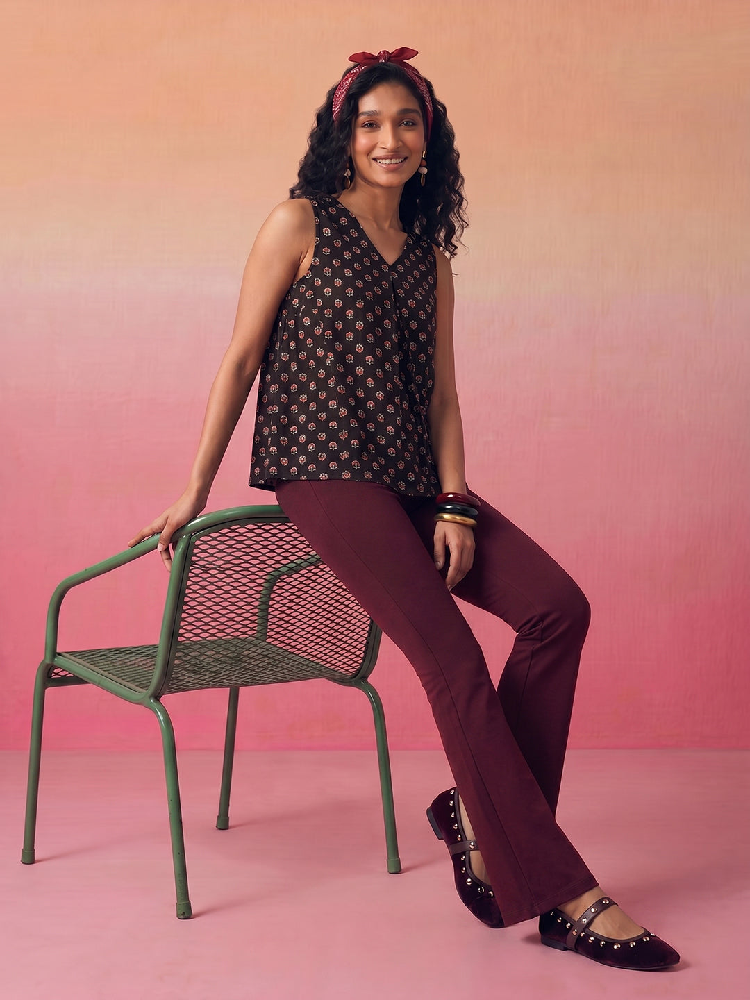 Janasya Black A-Line Cotton Top | Grocsy