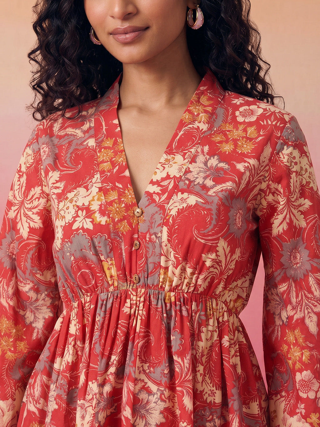 Janasya Red Peplum Cotton Top | Grocsy