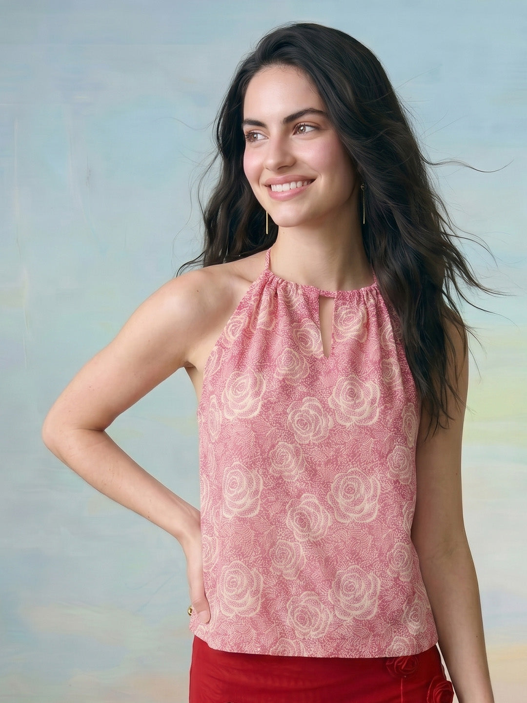 Janasya Pink A-Line Cotton Top | Grocsy