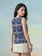 Janasya Indigo Straight Cotton Top | Grocsy