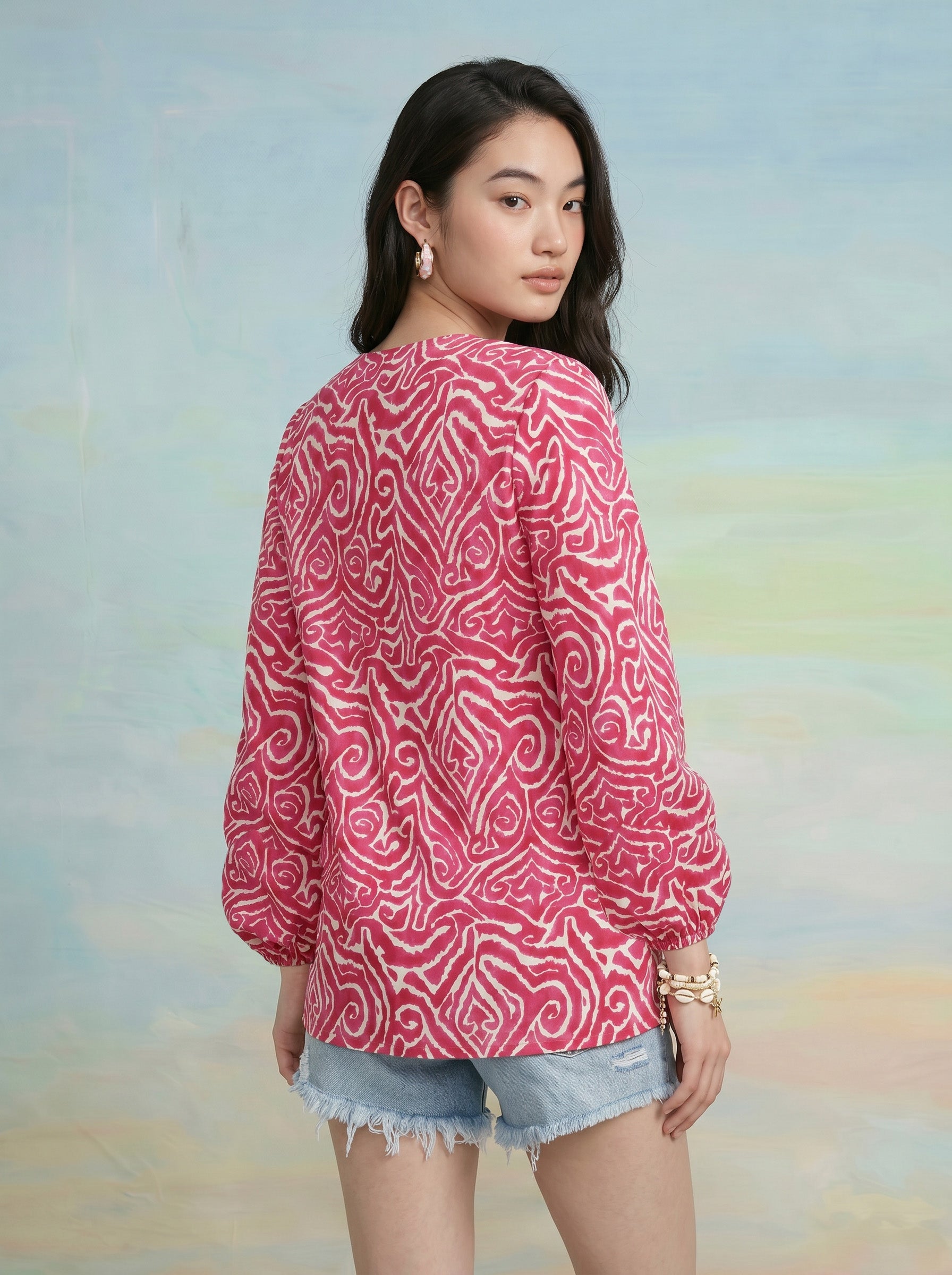 Janasya Pink A-Line Cotton Top | Grocsy