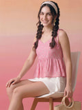 Janasya Pink Peplum Cotton Top | Grocsy