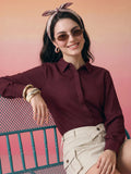 Janasya Wine Shirt Rayon Top | Grocsy
