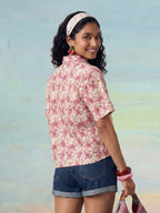 Janasya Cream Shirt Cotton Top | Grocsy