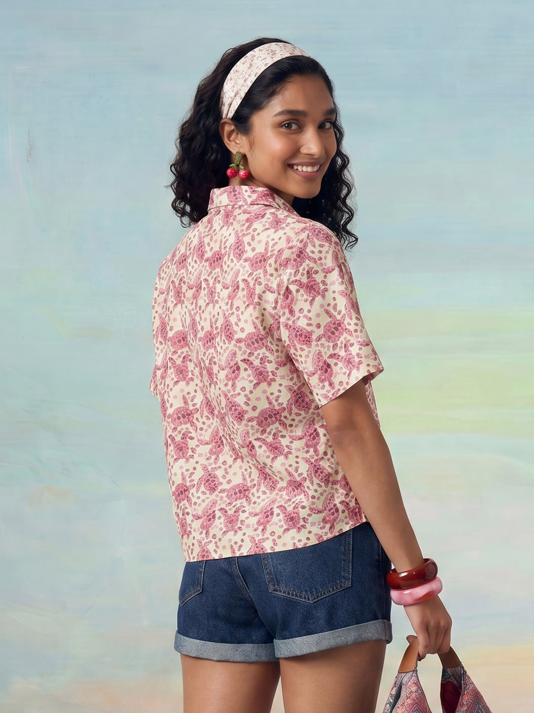 Janasya Cream Shirt Cotton Top | Grocsy