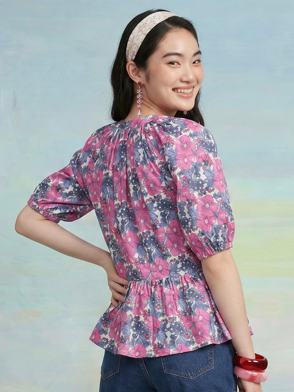 Janasya Multi A-Line Cotton Top | Grocsy