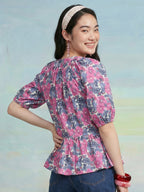 Janasya Multi A-Line Cotton Top | Grocsy