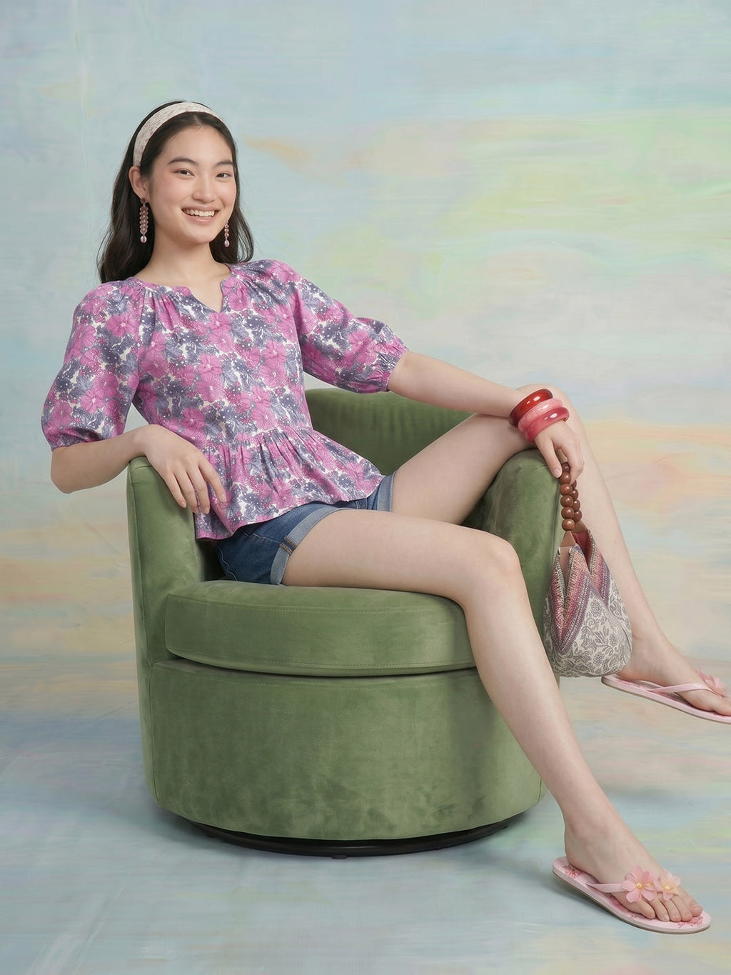 Janasya Multi A-Line Cotton Top | Grocsy