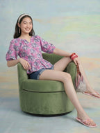 Janasya Multi A-Line Cotton Top | Grocsy