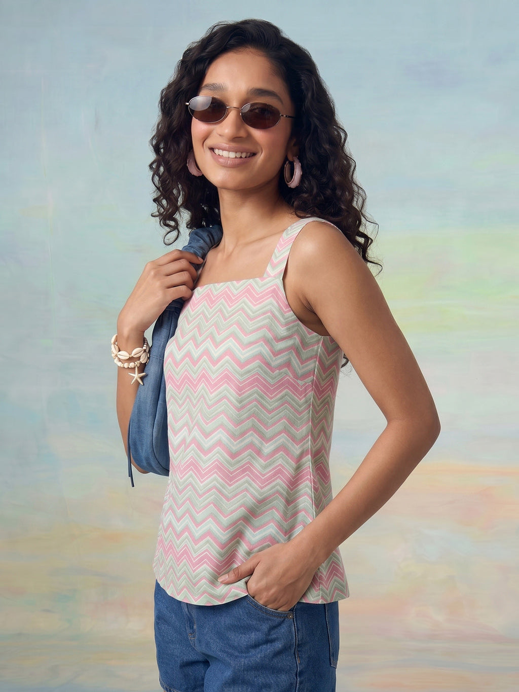 Janasya Multi A-Line Cotton Top | Grocsy