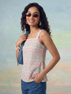 Janasya Multi A-Line Cotton Top | Grocsy