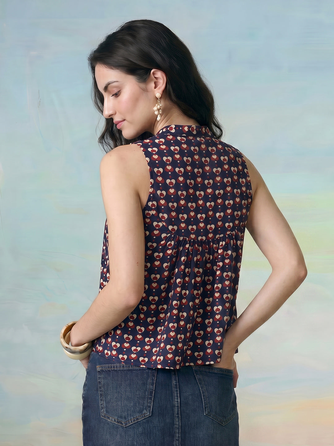 Janasya Navy Blue Peplum Cotton Top | Grocsy