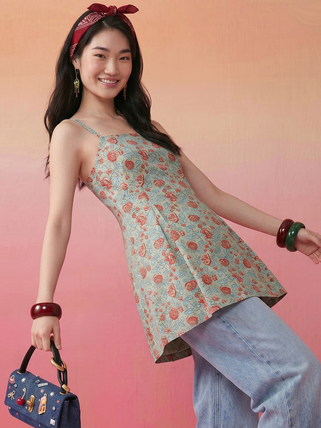 Janasya Sage A-Line Cotton Top | Grocsy
