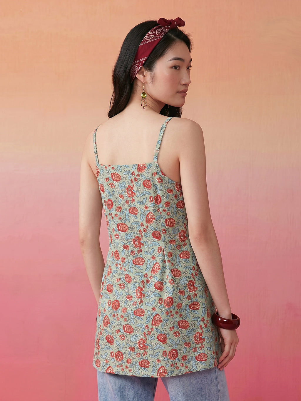 Janasya Sage A-Line Cotton Top | Grocsy