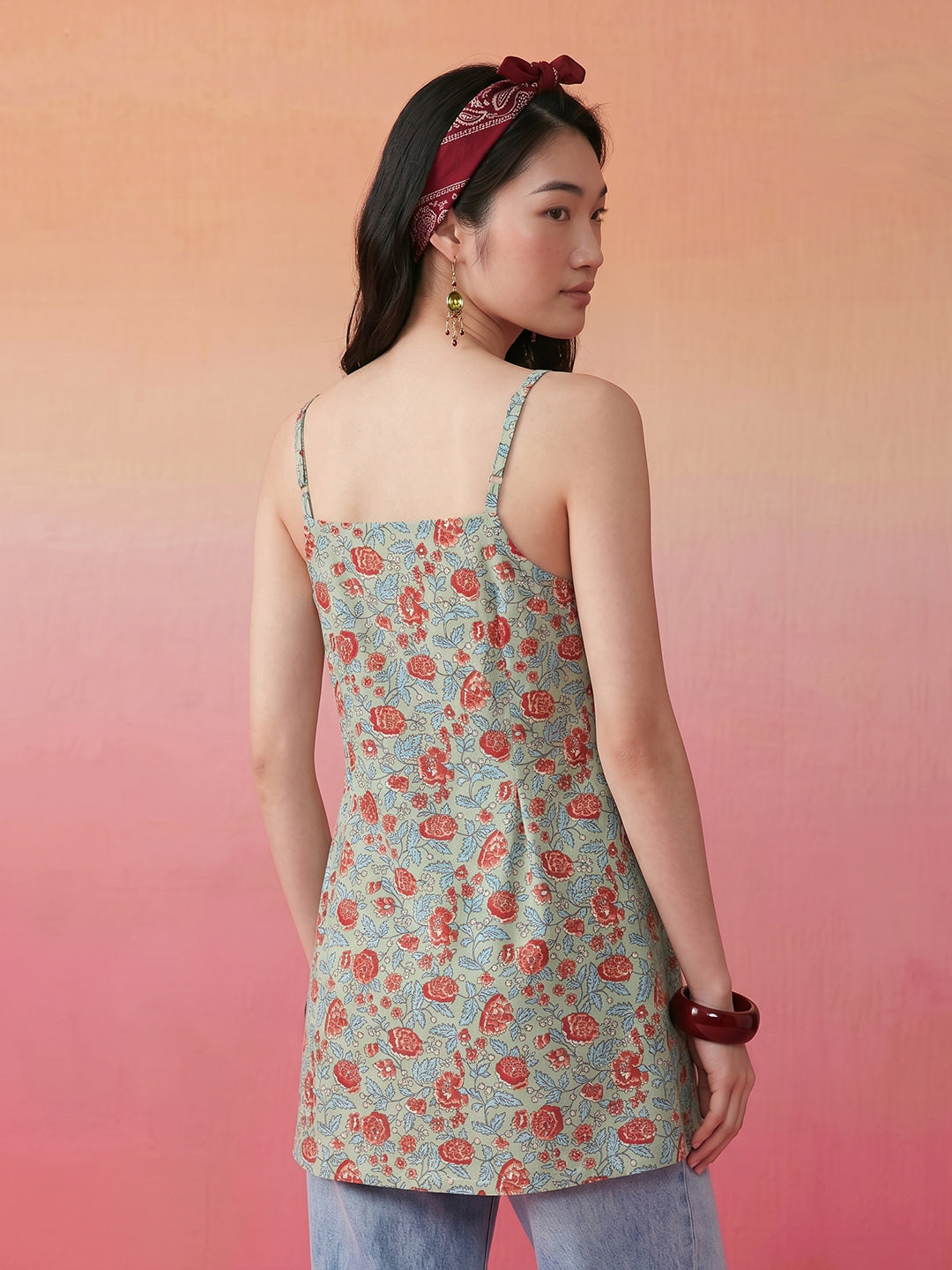 Janasya Sage A-Line Cotton Top | Grocsy