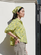 Janasya Lime Green Shirt Cotton Top | Grocsy