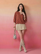 Janasya Rust Straight Cotton Top | Grocsy