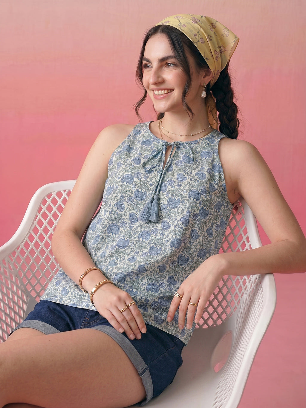 Janasya Multi A-Line Cotton Top | Grocsy